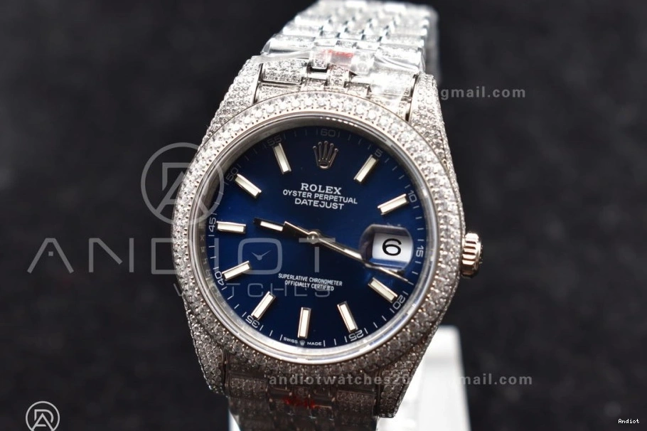 41mm Stick JDF Markers Best Version Blue DateJust Diamond 1124